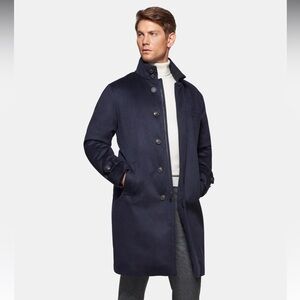 Norwegian Wool pure cashmere topcoat Navy Blue size XL